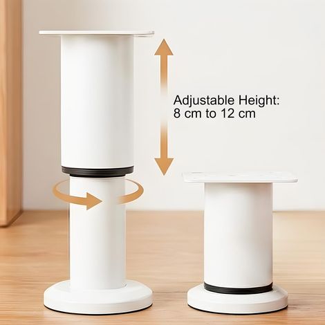 pieds de meuble réglables, hauteur ajustable de 8 à 12 cm, pieds blancs pour meuble, canapé, lit, table. (1/4)