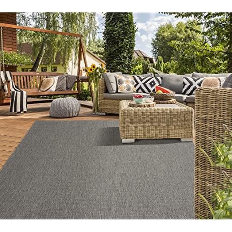 Tapis Intérieur Et Extérieur Balcon Terrasse Tapis Cuisine, Toile Plate, 200x280 cm, Anthracite (1/5)