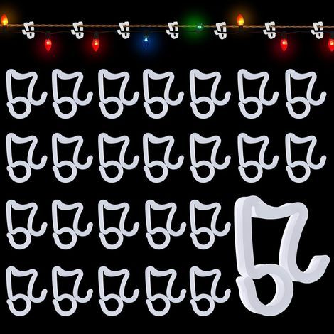 100 Stück Dachrinnenhaken, Befestigung für Lichtgirlanden im Freien, Dachrinnengirlandenaufhänger, Dachrinnenhaken für Weihnachtsdekoration für Weihnachten, Halloween, Partys (1/5)