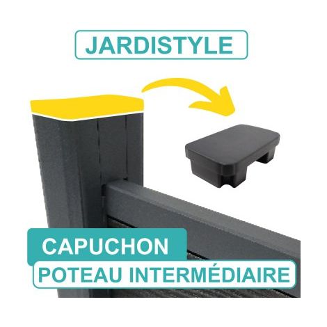 Cloture & Jardin – Capuchon aluminium 2 entrées pour poteau – Dimensions 7.20 x 4.50 cm – Couleur gris anthracite RAL 7016 – Garantie 10 ans