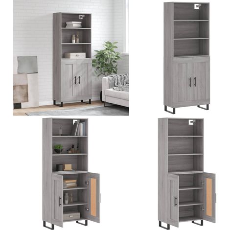 Highboard Grau Sonoma 69,5x34x180 cm Holzwerkstoff - Holzwerkstoff - Schrank (1/5)