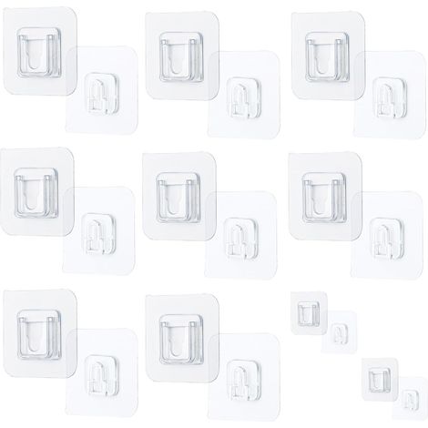 10 Hooks Adhésifs Extra Forts Transparents – Double Face Sans Perçage pour Mur, Verre, Céramique Porte Clés, Cadres, Serviettes Salle de Bain, Cuisine Résistants à l’Eau Charge kg - (1/5)