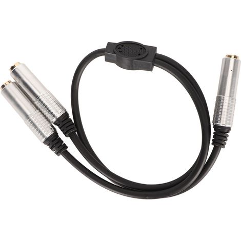 Câble répartiteur stéréo en Y, connecteurs plaqués or, jack 6,35 mm femelle vers double jack 6,35 mm femelle, 50 cm (1,6 pi), prêt à l'emploi, avec prises jack 6,35 mm femelles et double prise jack 6, (1/5)