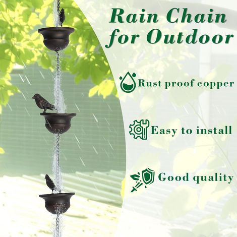 Chaîne Pluie Métal Forme Oiseau Gouttières Récupérateur Eau Pluie Anti Rouille Adaptateur Suspension Fortes Pluies