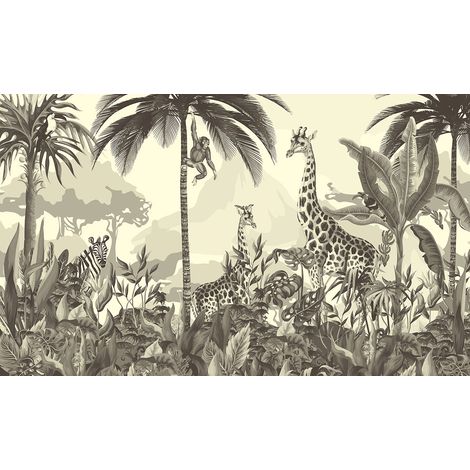 Papier peint panoramique Enfants - Animaux de la Jungle - 130 cm x 78 cm