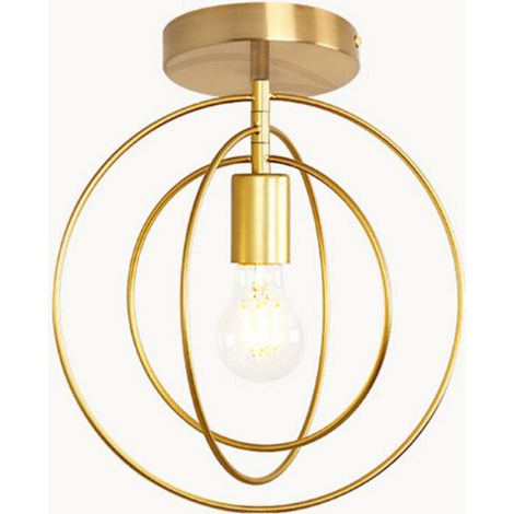 Une pièce ronde abat-jour de plafond sans source de lumière E27 pendentif lumière Vintage industriel fer métal anneau pendentif Led Antique suspension pour chambre salon maison hôtel bar couloir cuisi (1/5)