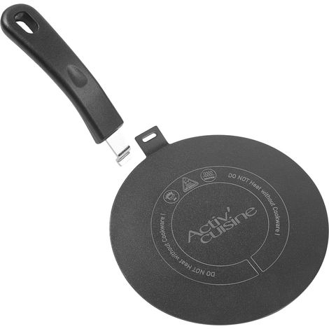 Adaptateur Induction Disque Plaque 20CM de Diffusion de Chaleur en acier inoxydable, avec poignée et Base séparables, Diffuseur à Induction Moka pour utiliser des Cafetières, Noir (1/5)