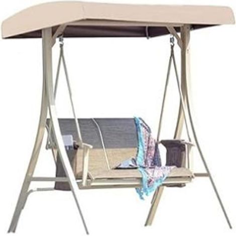 Dreisitzige, verdickte, wasserdichte Outdoor-Schaukeldecke aus Oxford-Gewebe + Ersatzsitzkissen (beige) (1/5)