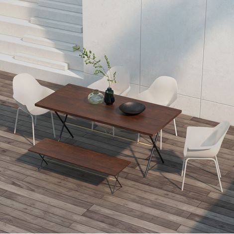 Juego de 4 sillas de jardín apilables 59x55x84 cm acero gris, con reposabrazos – MEUBLIV (1/5)