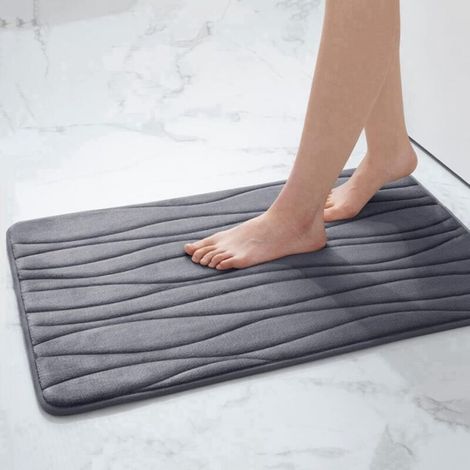 Tapis de bain en velours ultra doux et confortable, épais et en mousse à mémoire de forme, tapis de salle de bain en forme de U, antidérapant, absorbant, tissé, lavable en machine, paillasson d'entrée (1/5)