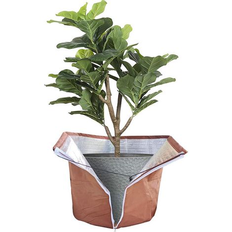 Plant pot protector for winter, 45 x 50 cm, thermal pot protector for plants with zipper and drawstring, winter protection for potted plants, keeps plant roots warm. (1/5)
