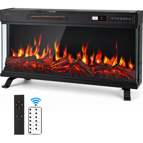 Jiubiaz Chimenea eléctrica panorámica de 36 pulgadas, 900/1800 W, WiFi, app y mando a distancia, negra (1/5)