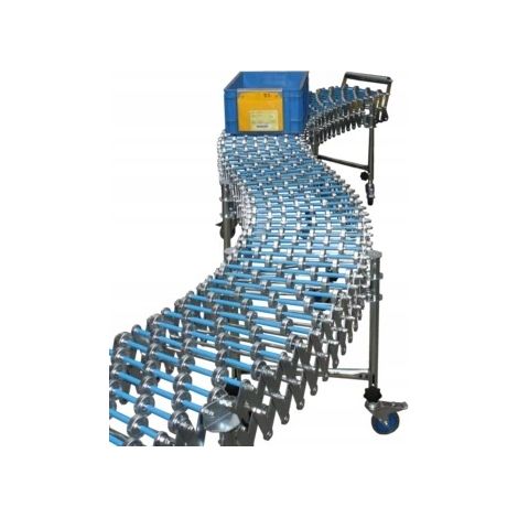 FlexRoller Pro 60  Transportador de rodillos pantógrafo de 2,1 m  Ancho 60 cm  Modular, flexible, extensible  Para almacén, producción y logística (1/3)