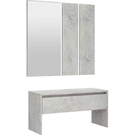 Ensemble de meubles d'entrée Design moderne, Vestiaire d'entrée, Gris béton Bois d'ingénierie OIB1359E (1/5)