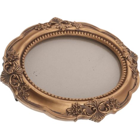 Cadre Photo Ovale Vintage en Résine Couleur Or pour Décoration Murale Table, Style Européen Rétro Classique Design Orné et Polyvalence Multi-scène (1/5)