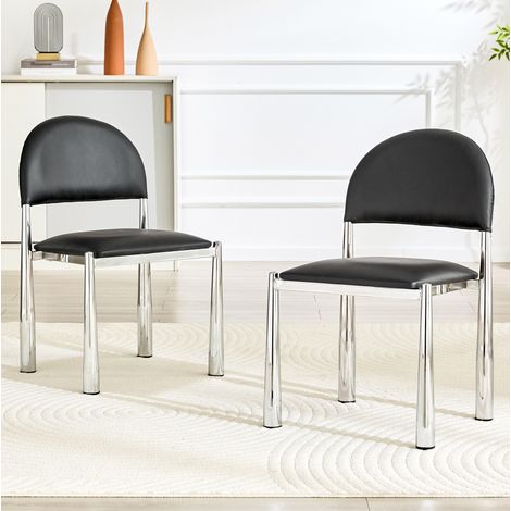 Set di 2 sedie da pranzo in PU nero, schienale arrotondato, 80 cm HAVRYA (1/5)