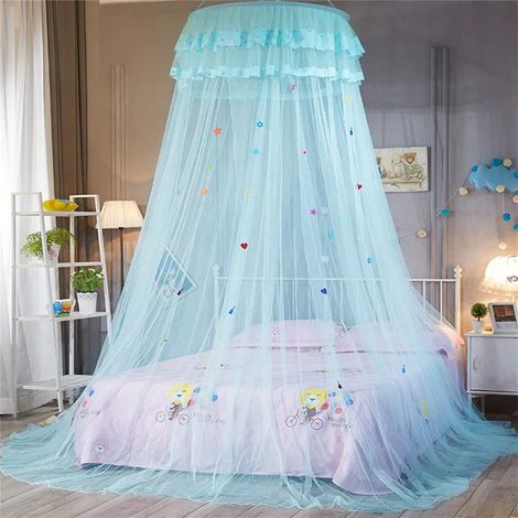 Mosquitera de princesa, mosquitera colgante tipo cúpula, con encaje (65 × 250 cm, color aguamarina)