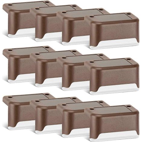 Lot de 12 lampes solaires pour terrasse, escalier et clôture. Couleur bronze, étanches. (Blanc chaud)-AquaForge (1/5)