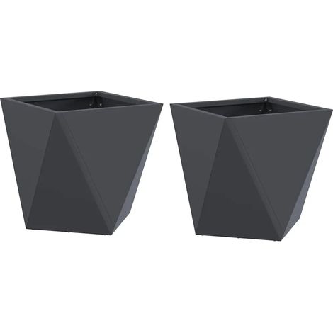 Juego de 2 maceteros cuadrados modernos para exteriores de 30 x 30 x 30 cm en acero antracita 020053053 (1/5)