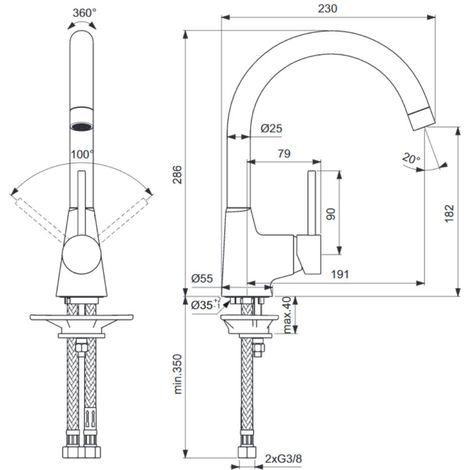 Mezclador monomando de cocina NORA DN 15 cromado IDEAL STANDARD (1/2)