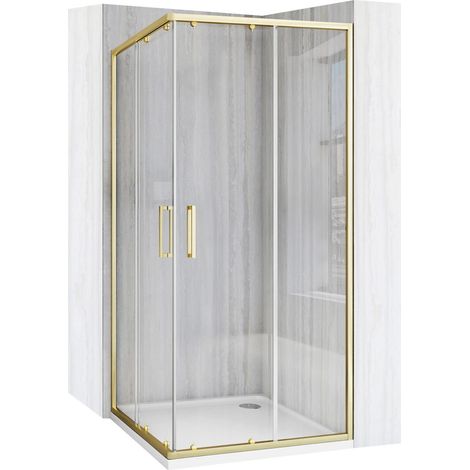 CABINE DE DOUCHE REA CITY 90X90 GOLD BRUSH + RECEVEUR SAVOY BLANC 90X90 (1/5)