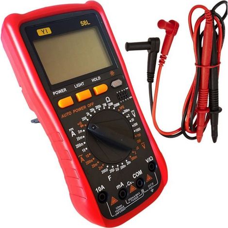 MULTIMETRO TESTER DIGITALE PROFESSIONALE VOLT AMPERE FARAD PUNTALI YI-58L