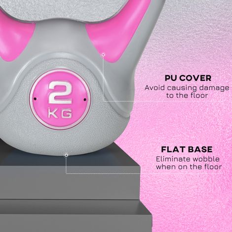 FLITI SPORTNOW 2kg Kettlebell in Pink and Grey PU for Home Fitness and Strength Training (1/5)