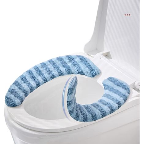 Abattant de toilettes épais, réutilisable, coussin de siège de toilette doux et chaud, peluche lavable, facile à installer. (1/5)