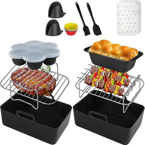 Revêtement en silicone pour friteuse à air chaud, accessoires pour friteuse à air chaud Ninja Dual AF300UK AF400UK, grilles réutilisables pour double friteuse à air chaud