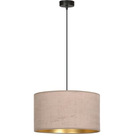 Lampada a Sospensione Hilde, Acciaio verniciato a polvere, Tessuto, Nero, Rosa, 35x100x35 cm