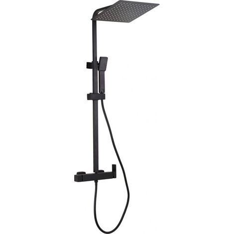 Colonne de douche mitigeur MANZO noir mat 30 cm x 30 cm