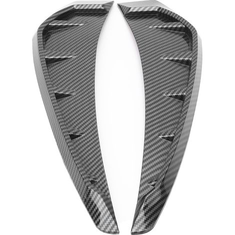 2 protections d'aération pour aile de voiture, habillage noir effet carbone, caoutchouc PU, universel, lot de 2 (1/5)