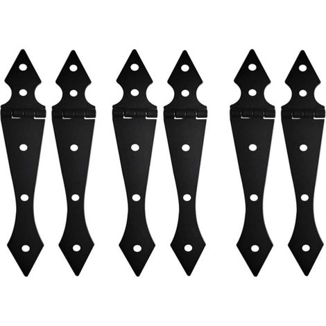 Lot de 6 Charnières pour meuble noires 5 x 3,7 cm robustes en métal pour portes armoires boîtes caisses en bois vintage (1/4)