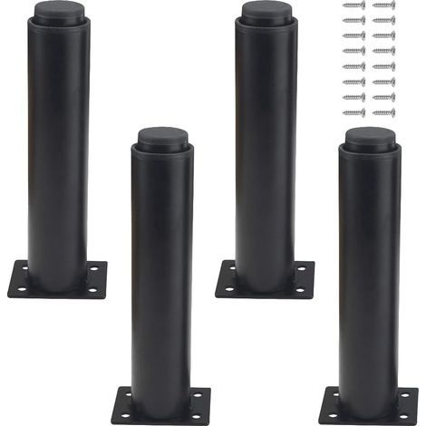 4 Pied de Table Metal Noir Mat 18-30 cm,Pied Reglable,Pied Table Basse,Pied de Table Reglable,Pieds de Meubles,Le Kit Comprend Un Tournevis et des Vis (1/5)