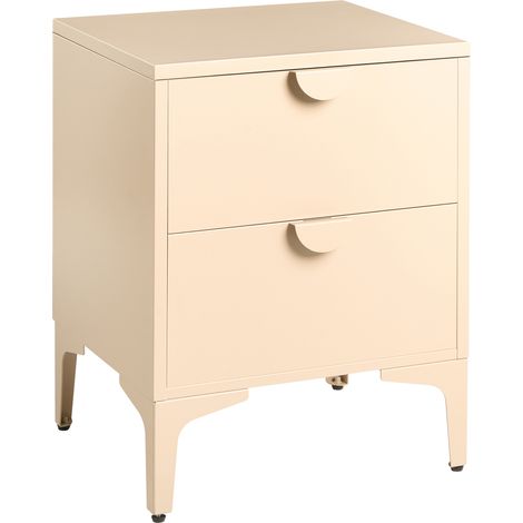 Mesita de noche industrial de acero con 2 cajones mueble de almacenaje para oficina en casa beige Ardura (1/5)