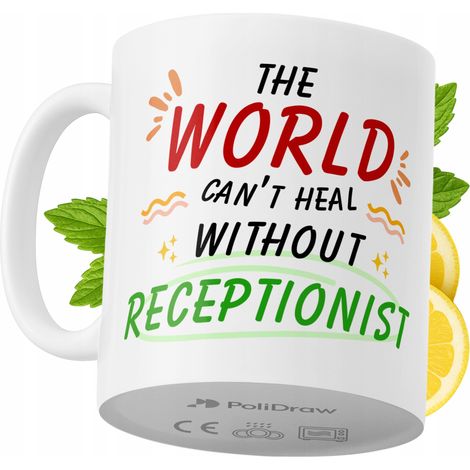 Lustige Kaffeetasse mit witzigem Textdesign für Rezeptionistinnen – ideal für Geburtstage, Namenstage, Feiertage und besondere Anlässe. Hochwertige Tasse für Büro, Homeoffice und Arbeit. Farbe: Weiß, 