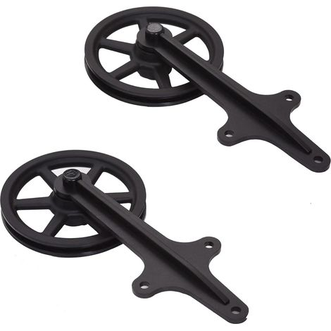 Kit de 2 roulettes de Suspension Noires for Porte de Grange coulissante en Bois avec Accessoires (sans Rail/sans Portes) (1/5)