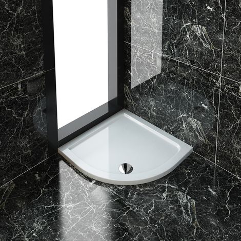 ELEGANT 800 x 800 x 40 mm Quadrant Stone Tray for Bathroom Shower enclosure Corner Glass Door and Waste Trap (1/3)