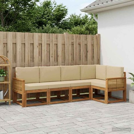 vidaXL Outdoor-Sofagarnitur 5 pcs Natur und Beige Polyester (1/5)