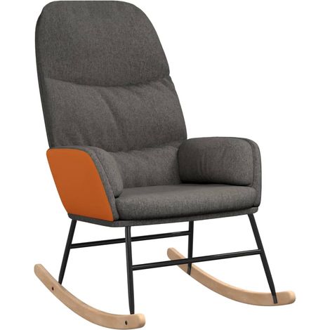 Mecedora relax acolchada para salón en tela gris oscuro PVC naranja DEC028981 (1/5)