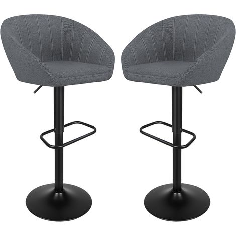 Set di 2 sgabelli da bar moderni in tessuto regolabili in altezza, sedie da bar grigio scuro (1/5)