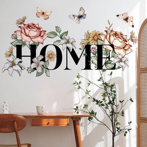 Lntyq Sticker Muraux Floraux et de Papillon à la Maison Sticker à Peler et à Coller Étanche Autocollant Mural Amovible pour la Chambre à Coucher le Salon et la Salle de Bain (1/5)