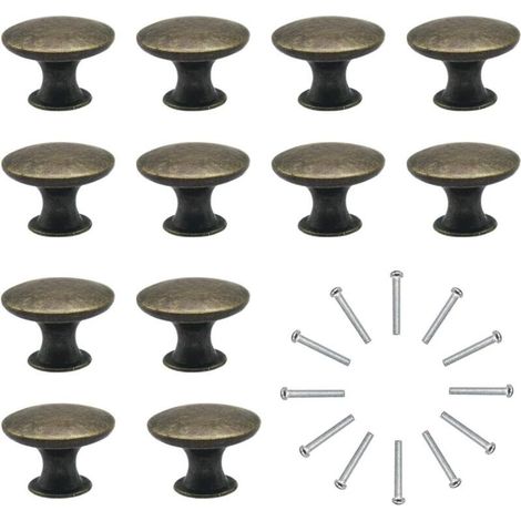 12x Boutons de Tiroir de Porte Vintage 30mm Antique Laiton Poignées de Placard d'armoires de Cuisine, Pour Commode et Armoire Meuble, Bronze Ancien (1/5)
