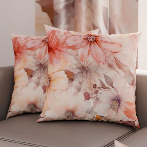 Lot de 2 Taies d'Oreillers 40x40 cm 100% Microfibre Hypoallergénique, Housse Oreiller Rectangulaire Motif Floral Rose, Paquet de 2 (1/3)