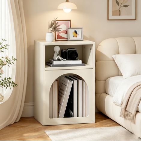 Comodino 40x30x60 cm in MDF color crema con 2 vani, design moderno FloraGrace (1/5)