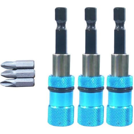 Lot de 3 embouts magnétiques à changement rapide pour cloison sèche - Profondeur de vis réglable - Tige hexagonale 1/4" (1/5)