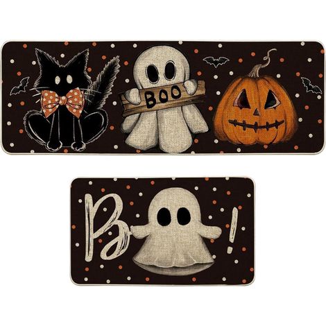 Tapis de douche , chauve-souris effrayante , deux chauves-souris effrayantes , chats noirs , cuisine (1/5)