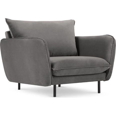 Fauteuil en velours gris clair (1/5)