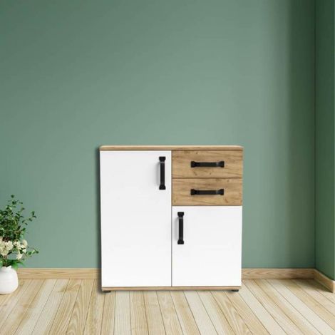 Credenza rovere bianco 2 ante e 2 cassetti 80x32x83 Mosso MO2 (1/5)