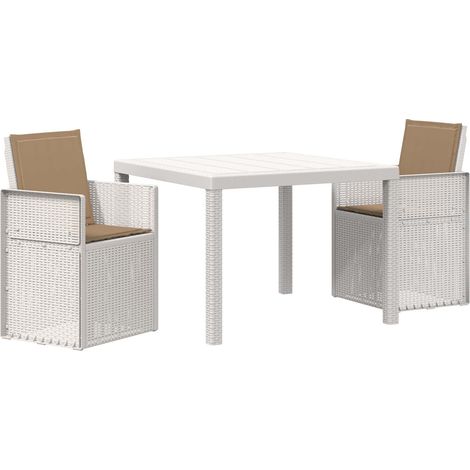 Maison Exclusive - Ensemble de salle à manger pour jardin 3 pc Blanc et taupe PP (1/5)